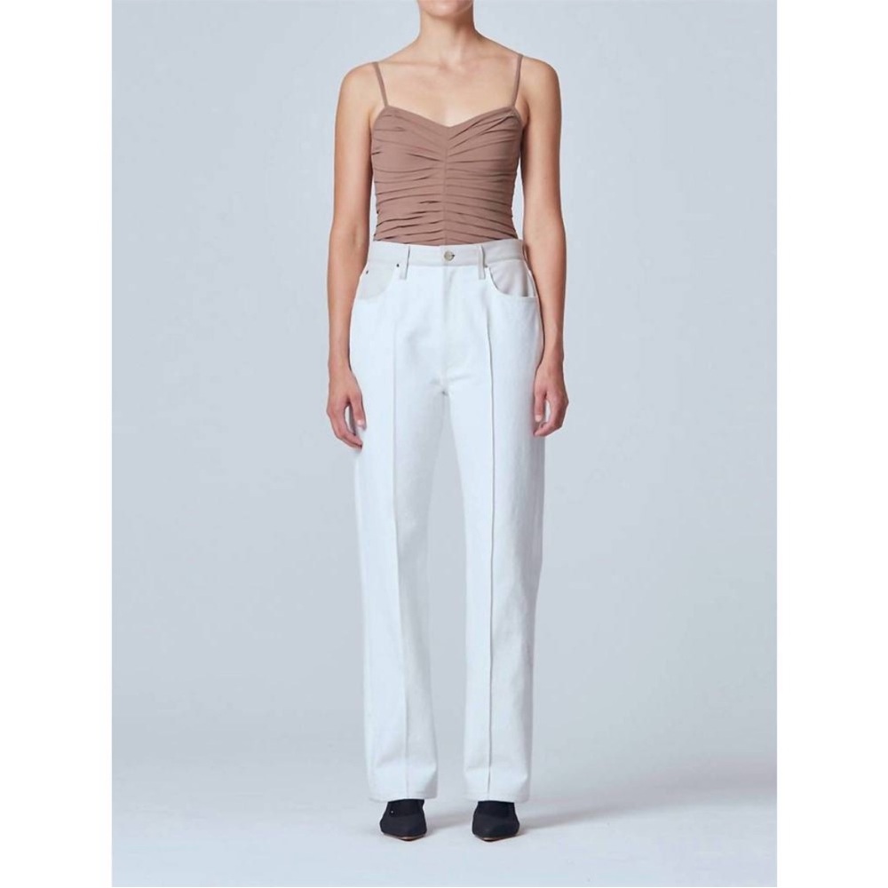 Goldsign Martin leather patch straight jeans